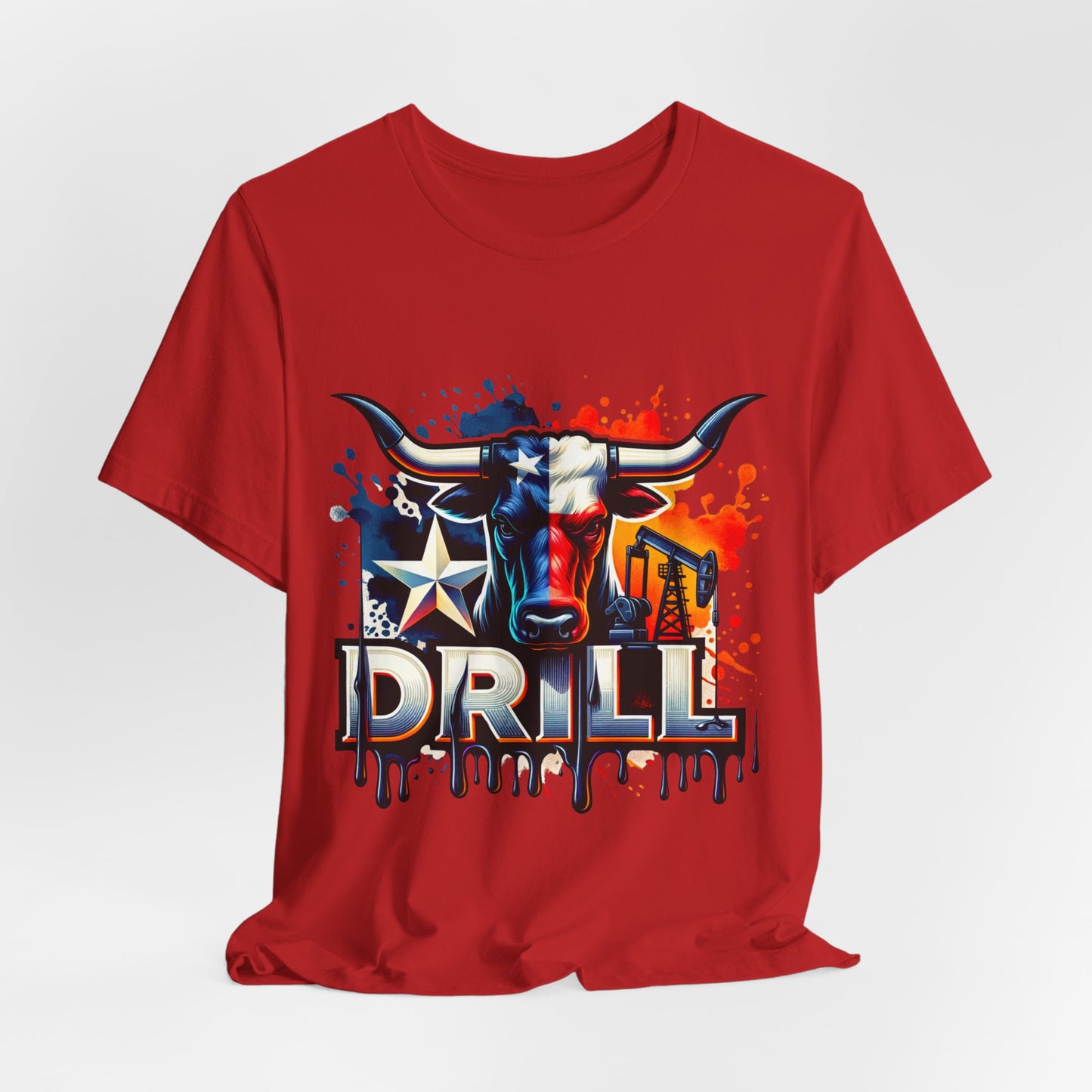 Drill Texas Bull Graphic Tee — American Flag Oilfield Design