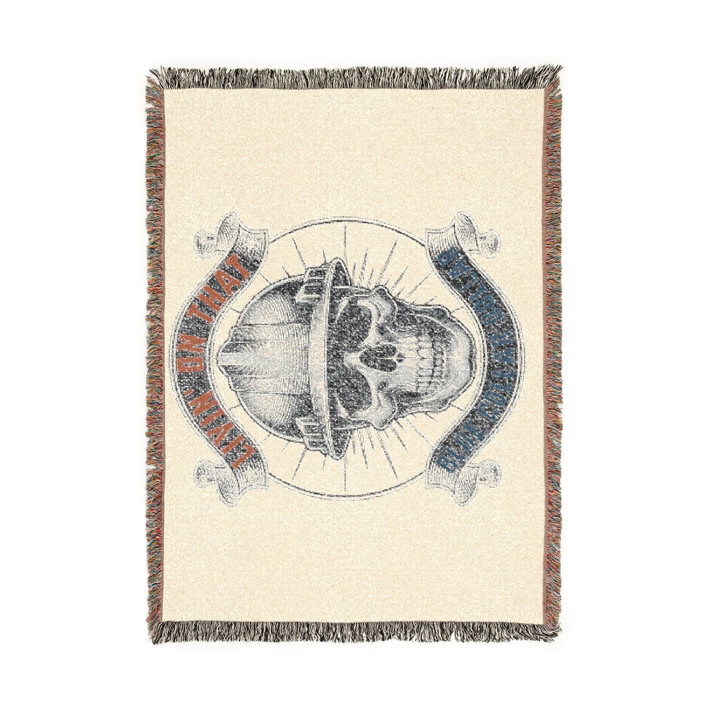 Skull Miner Woven Blanket — Vintage Construction Helmet Throw