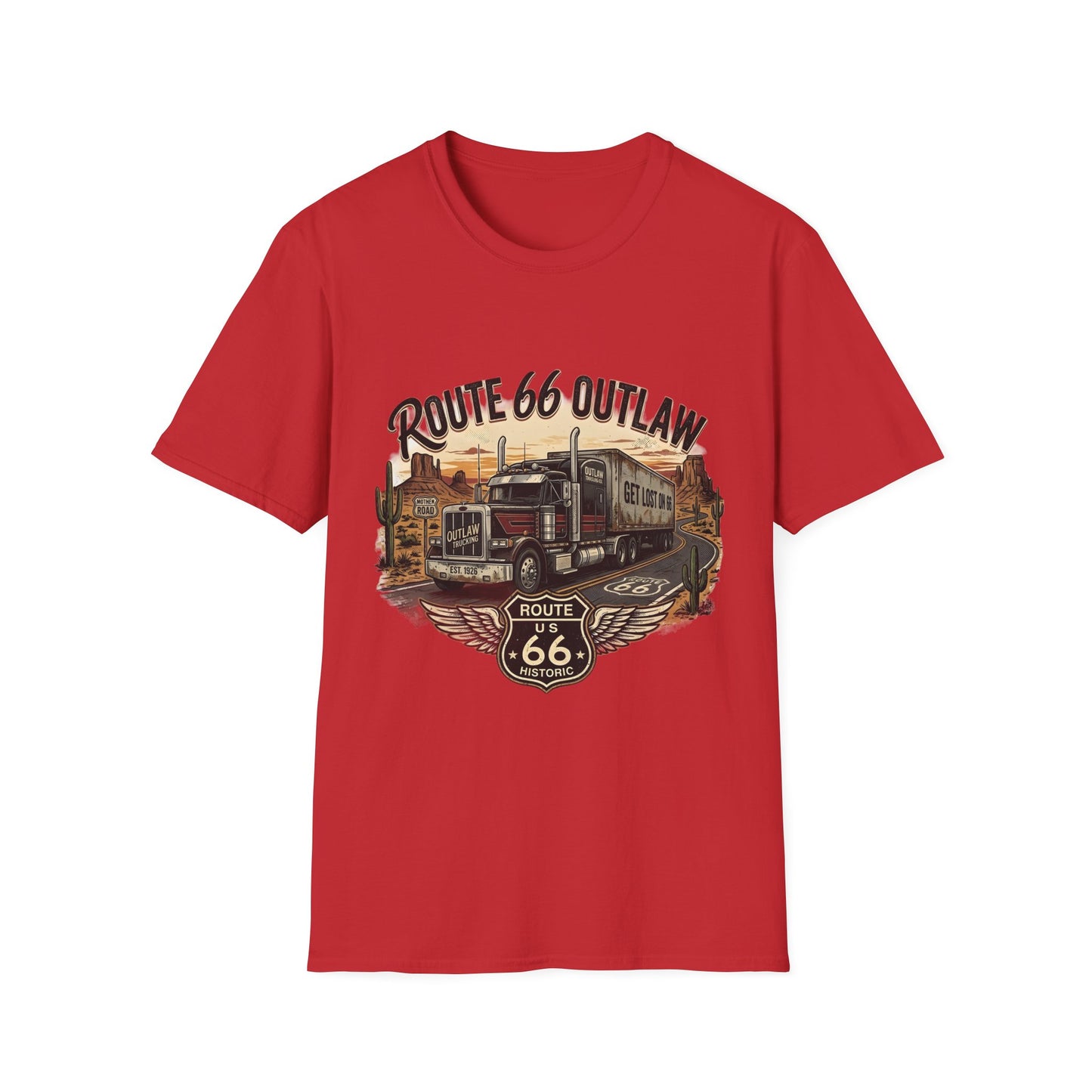 Route 66 Outlaw Trucker T-Shirt — Vintage Road Trip Tee