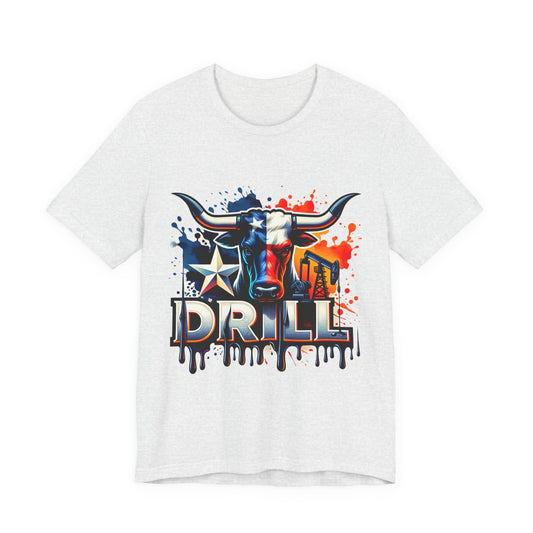 Drill Texas Bull Graphic Tee — American Flag Oilfield Design