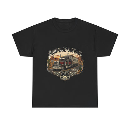 Route 66 Outlaw Trucker T‑Shirt — Vintage Route 66 Road Trip Tee