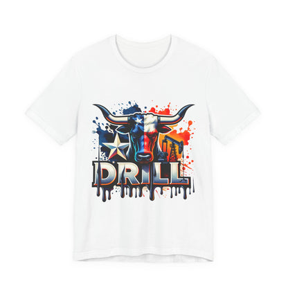 Drill Texas Bull Graphic Tee — American Flag Oilfield Design