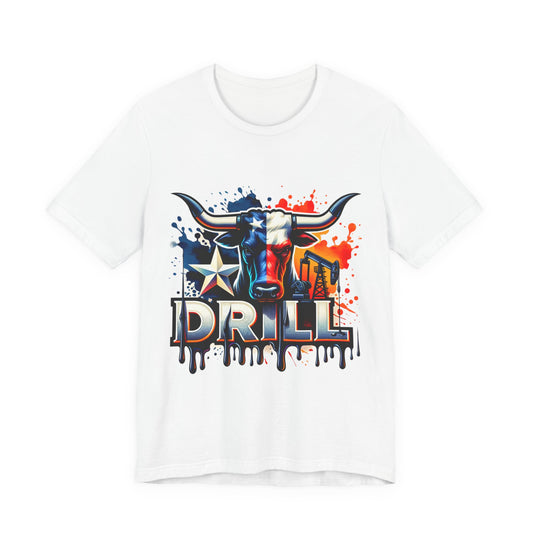 Drill Texas Bull Graphic Tee — American Flag Oilfield Design