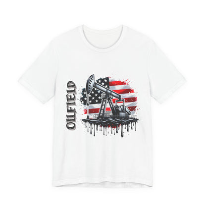 Oilfield USA Flag T-Shirt – American Oil Rig Graphic Tee