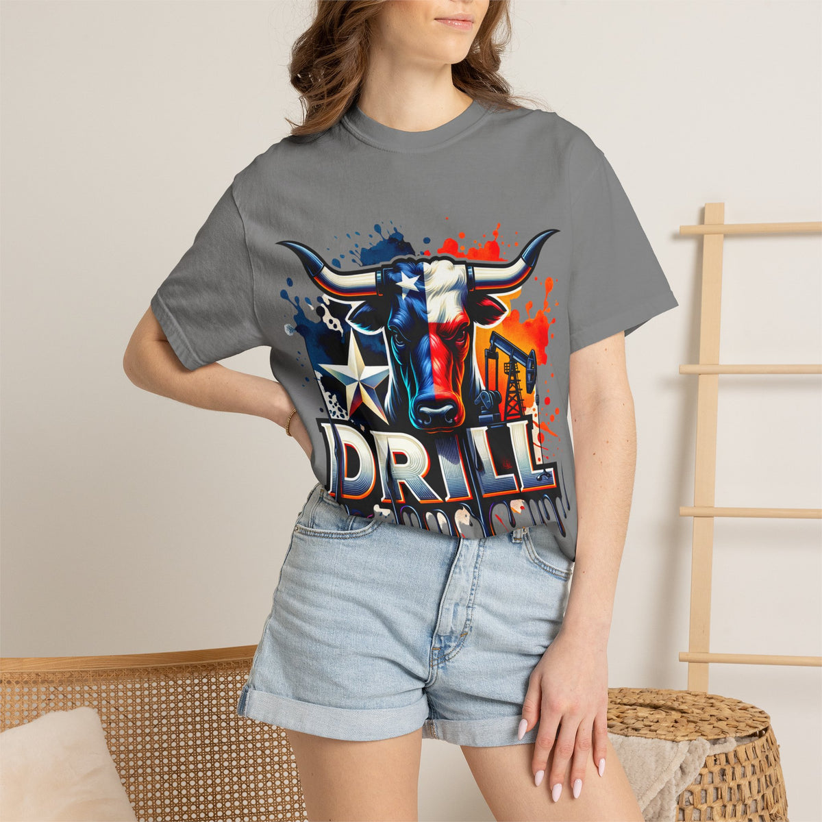 Drill Texas Bull T-Shirt — Patriotic Oilfield Graphic Tee