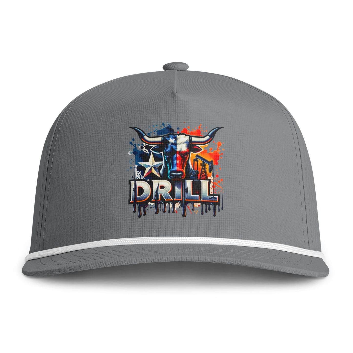 Drill Texas Longhorn Rope Cap — Patriotic Camo Bull Embroidered Hat