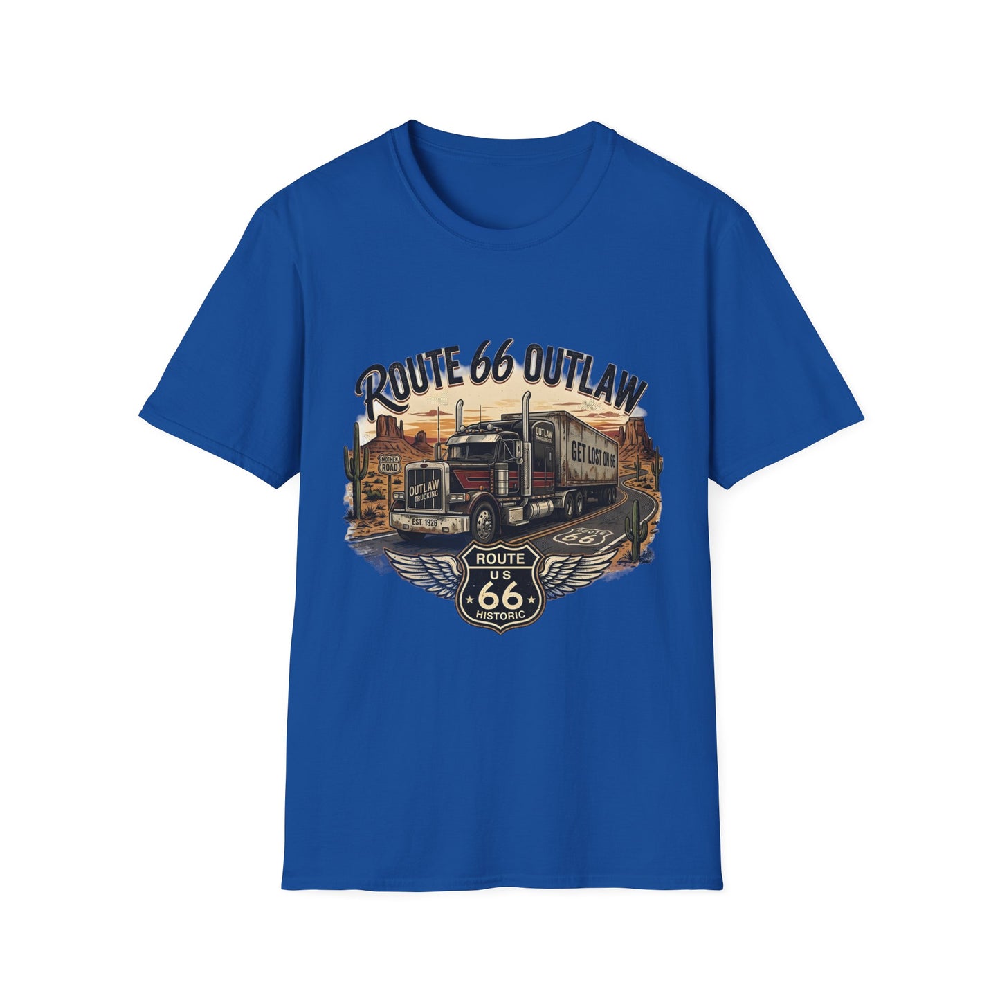 Route 66 Outlaw Trucker T-Shirt — Vintage Road Trip Tee
