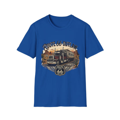 Route 66 Outlaw Trucker T-Shirt — Vintage Road Trip Tee