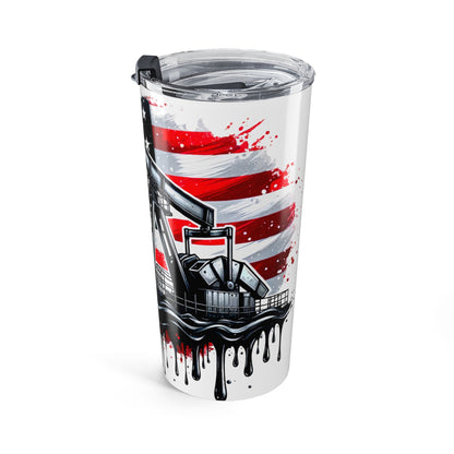 20oz Tumbler – American Flag Oil Rig Design (Patriotic Drip)
