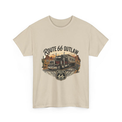 Route 66 Outlaw Trucker T‑Shirt — Vintage Route 66 Road Trip Tee