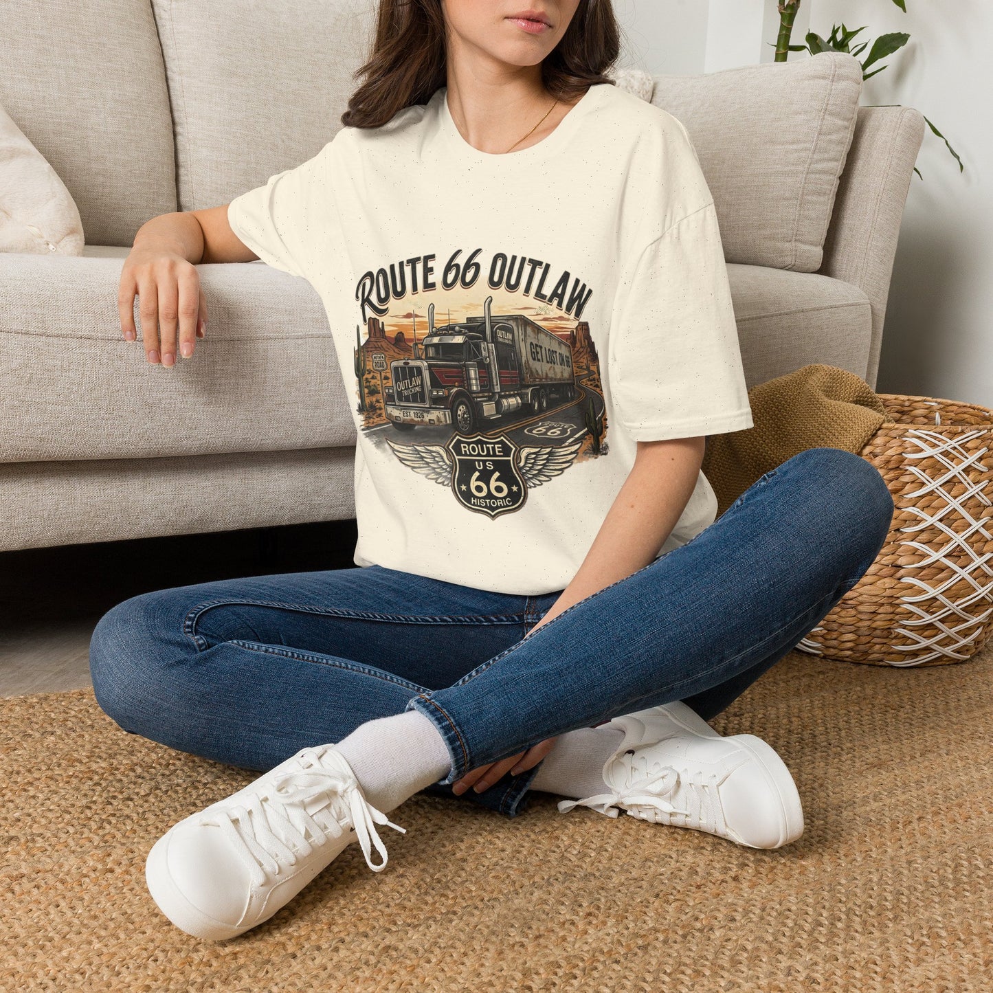 Route 66 Outlaw Trucker T-Shirt — Vintage Road Trip Tee