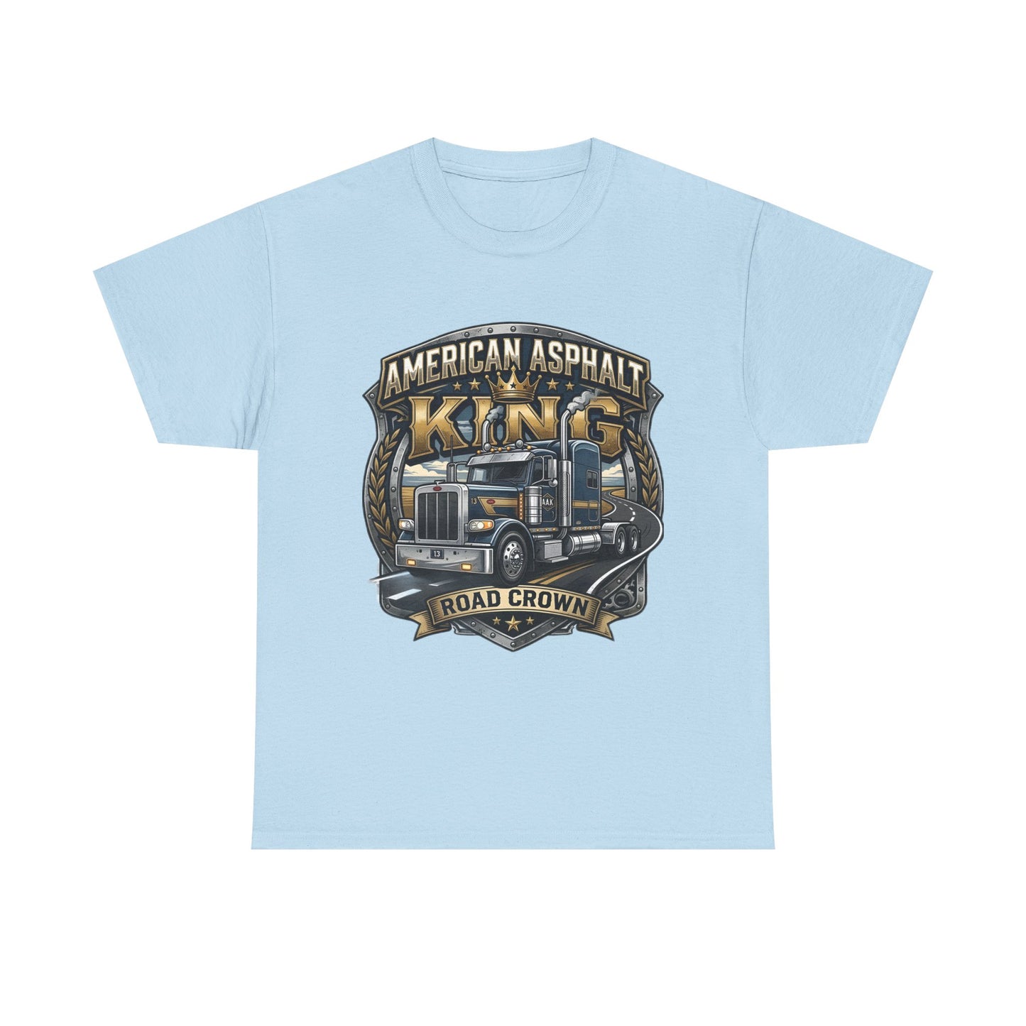 Trucker Tee — "American Asphalt King" Road Crown Semi Truck Graphic Shirt