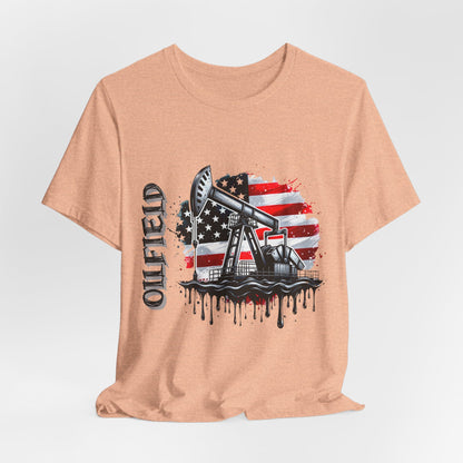 Oilfield USA Flag T-Shirt – American Oil Rig Graphic Tee