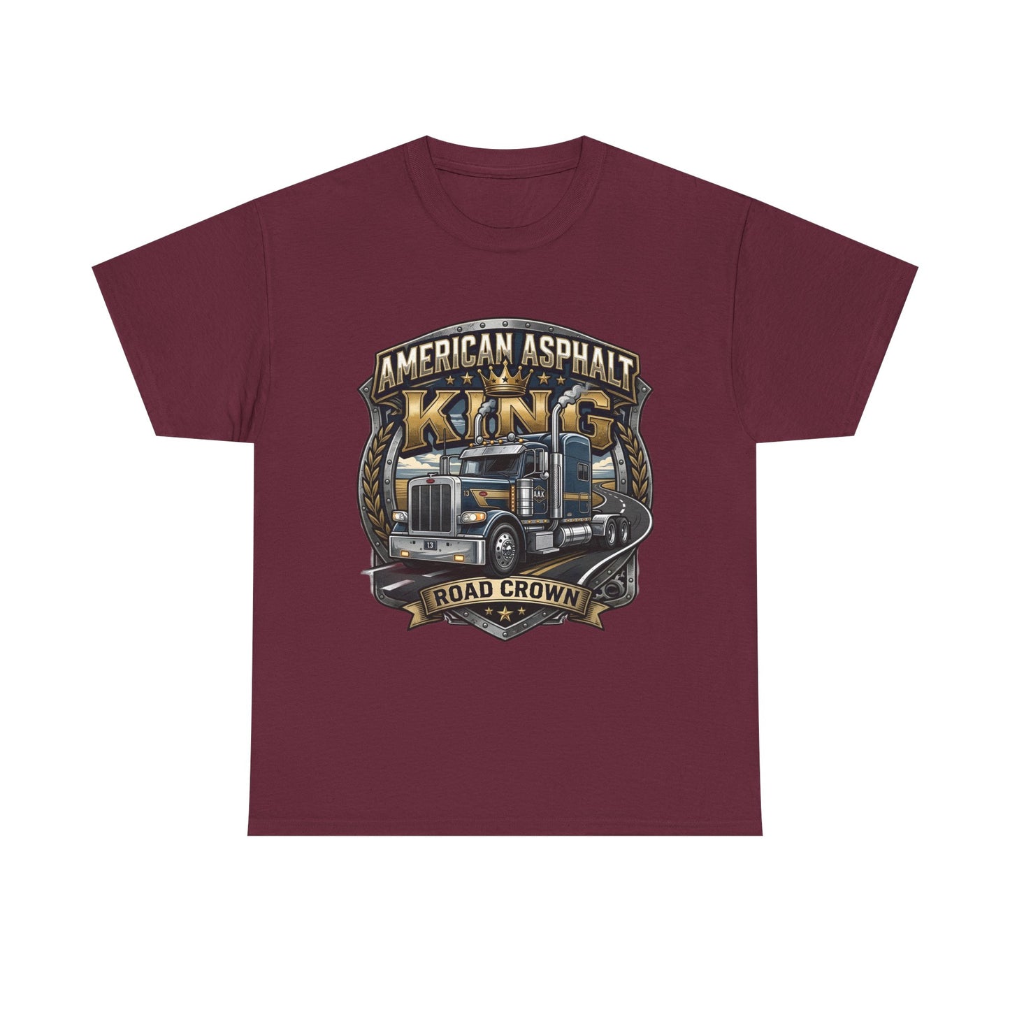 Trucker Tee — "American Asphalt King" Road Crown Semi Truck Graphic Shirt