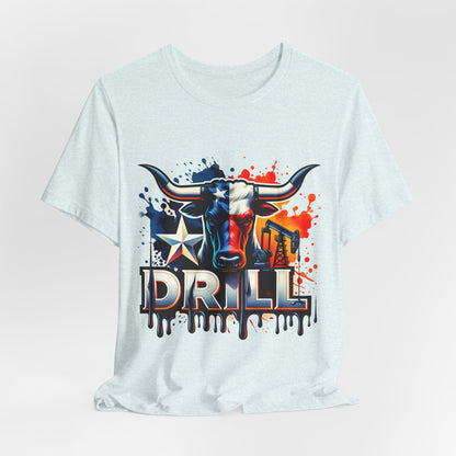 Drill Texas Bull Graphic Tee — American Flag Oilfield Design