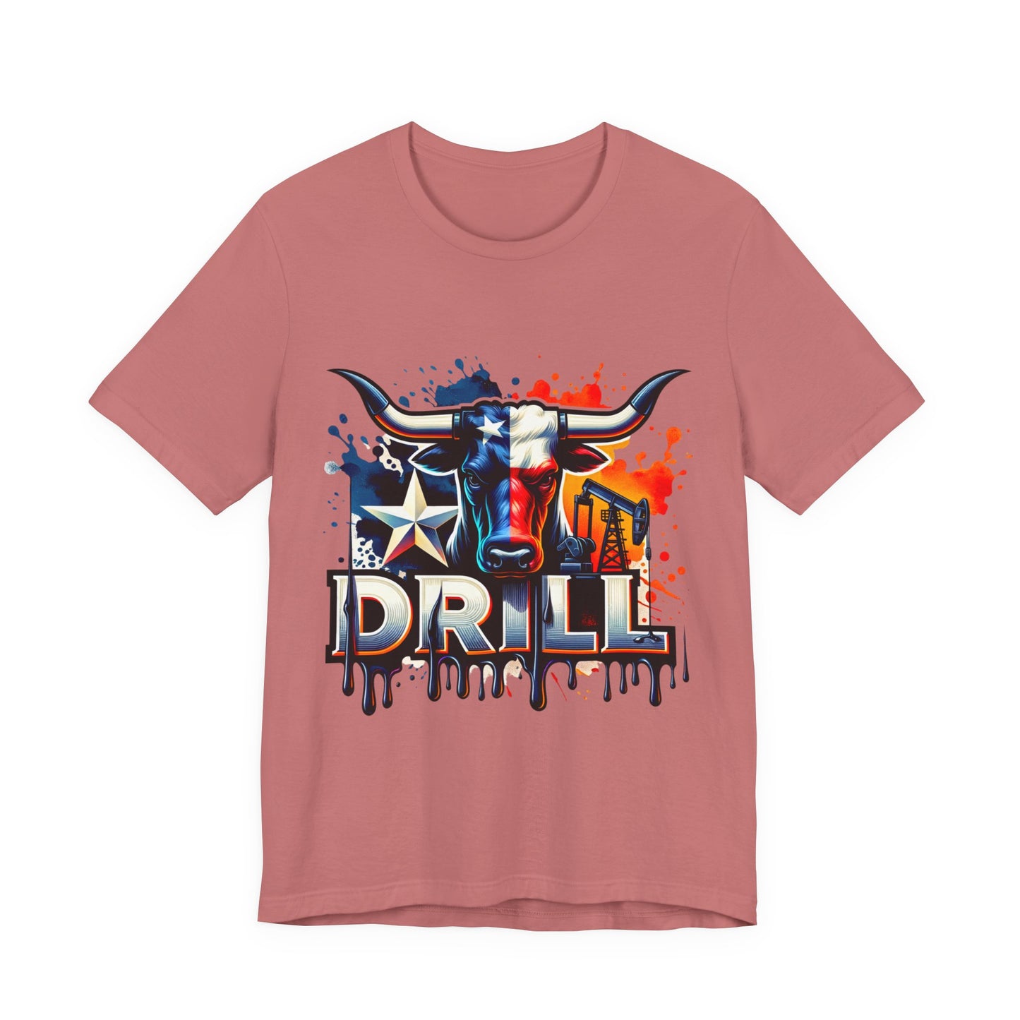 Drill Texas Bull Graphic Tee — American Flag Oilfield Design