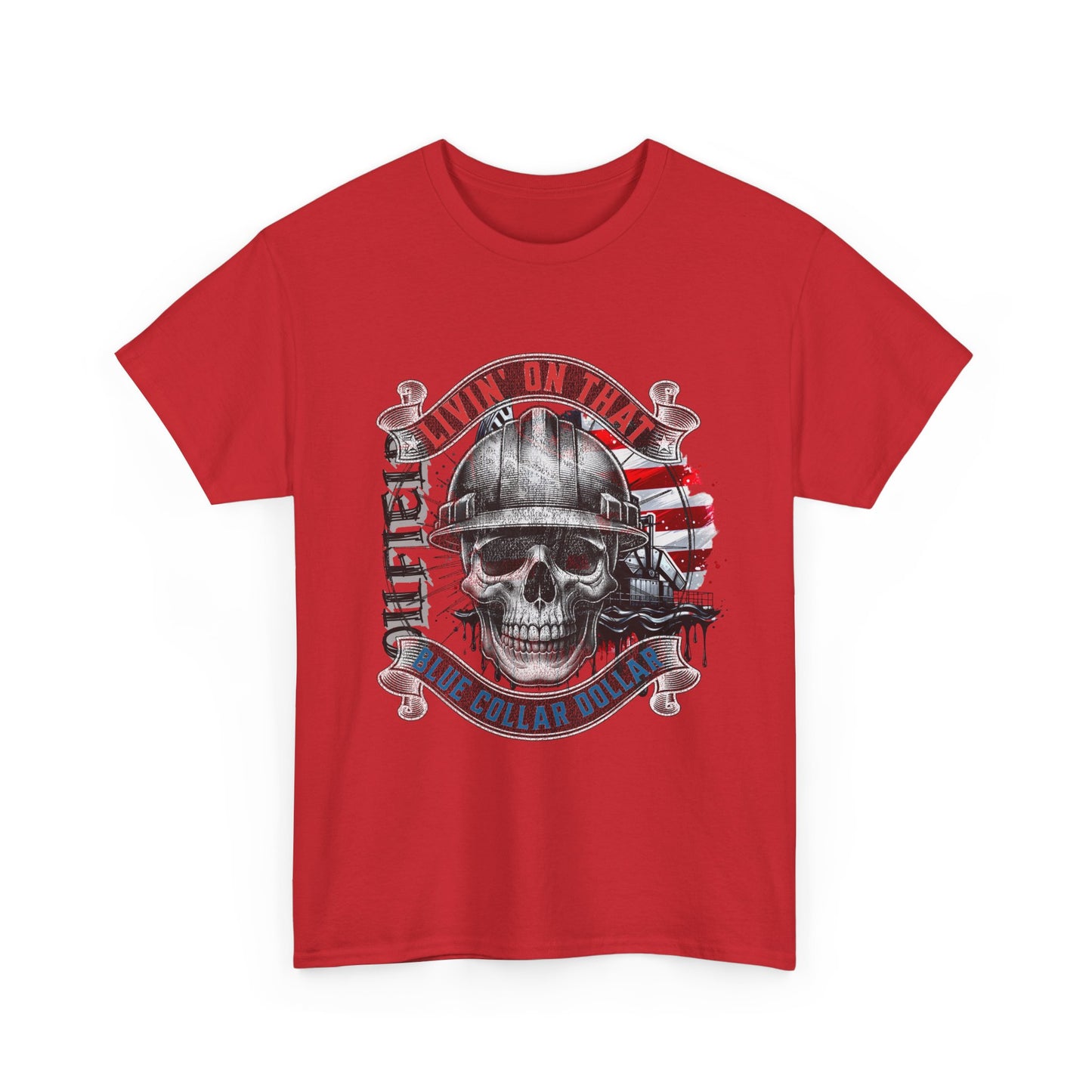 Graphic Tee — 'All Guts No Glory' Military Skull with American Flag