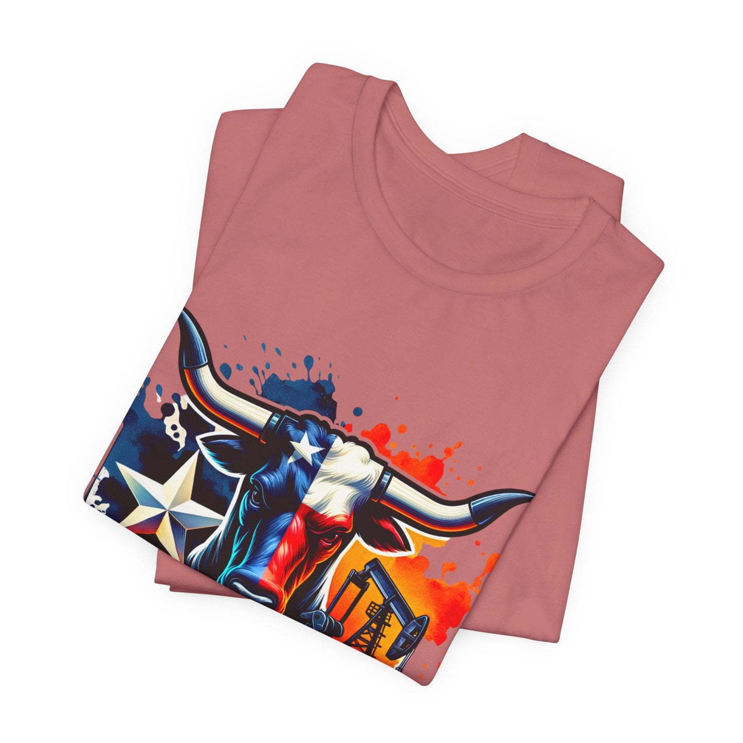 Drill Texas Bull Graphic Tee — American Flag Oilfield Design
