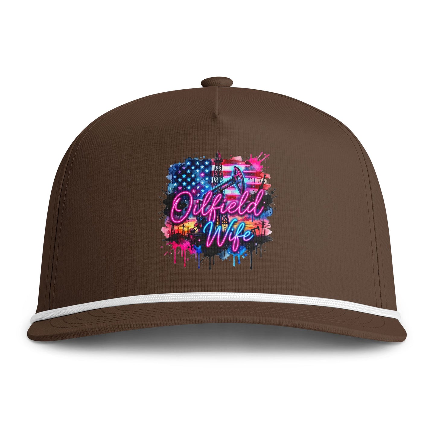Oilfield Wife Rope Cap — Patriotic Neon Drip Hat
