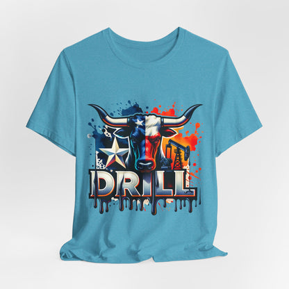 Drill Texas Bull Graphic Tee — American Flag Oilfield Design