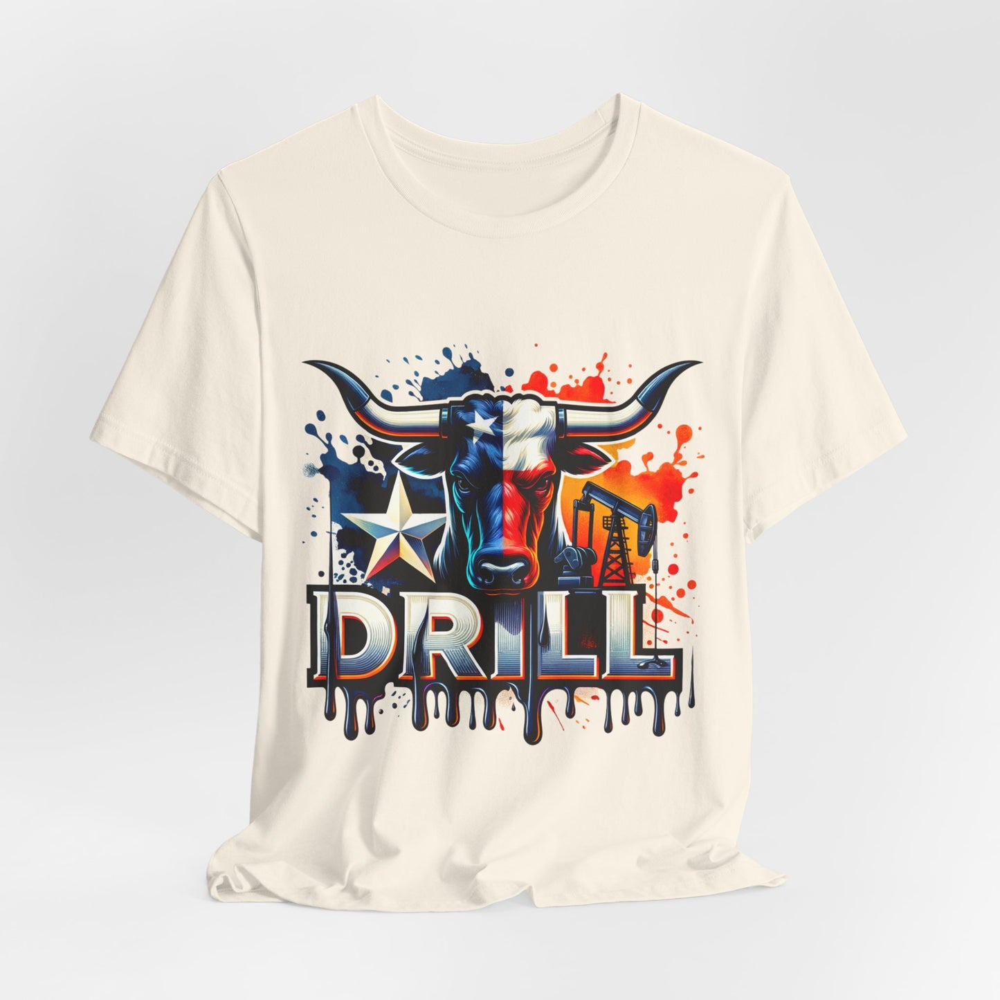 Drill Texas Bull Graphic Tee — American Flag Oilfield Design