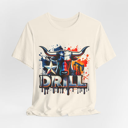 Drill Texas Bull Graphic Tee — American Flag Oilfield Design