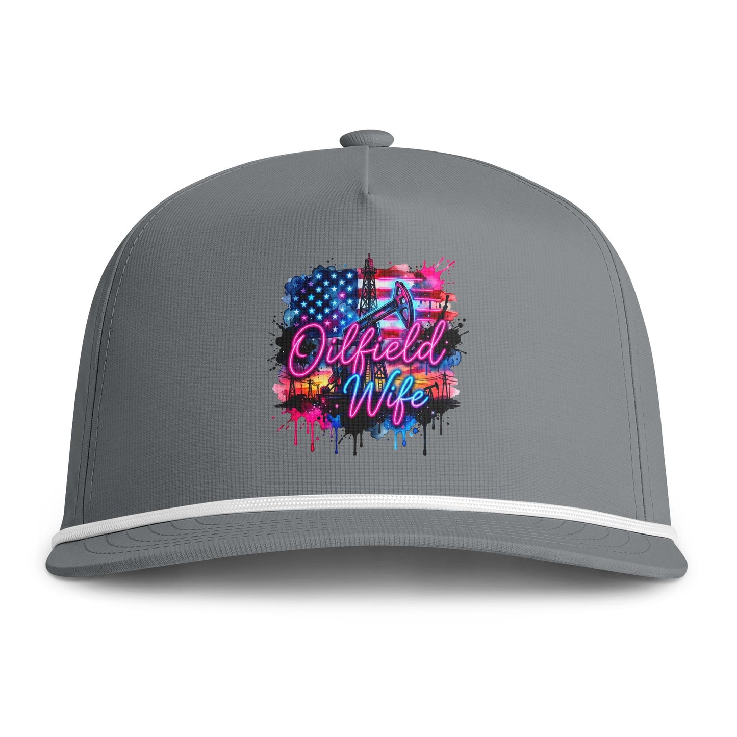 Oilfield Wife Rope Cap — Patriotic Neon Drip Hat