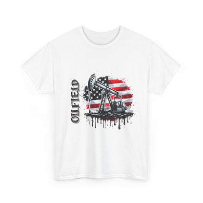 Oilfield USA Flag T-Shirt — American Oil Rig Graphic Tee