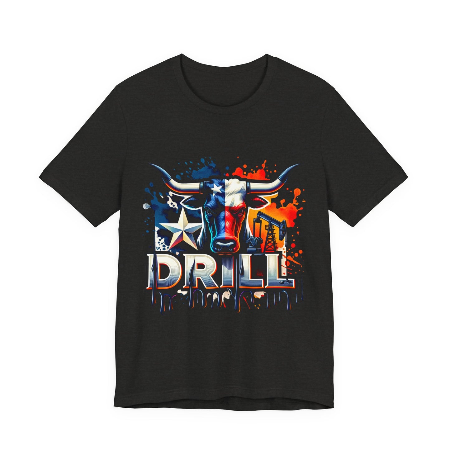 Drill Texas Bull Graphic Tee — American Flag Oilfield Design