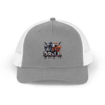 Trucker Cap — 'Drill' American Flag Skull Snapback