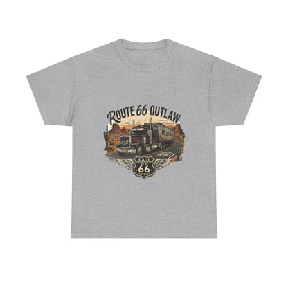 Route 66 Outlaw Trucker T‑Shirt — Vintage Route 66 Road Trip Tee