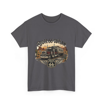 Route 66 Outlaw Trucker T‑Shirt — Vintage Route 66 Road Trip Tee