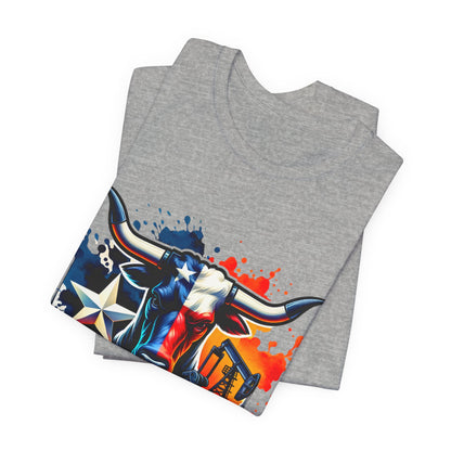 Drill Texas Bull Graphic Tee — American Flag Oilfield Design