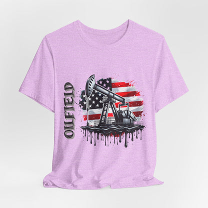 Oilfield USA Flag T-Shirt – American Oil Rig Graphic Tee