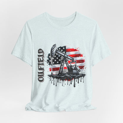 Oilfield USA Flag T-Shirt – American Oil Rig Graphic Tee