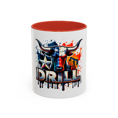 Drill Texas Bull Accent Coffee Mug – Oilfield Patriot 11/15oz