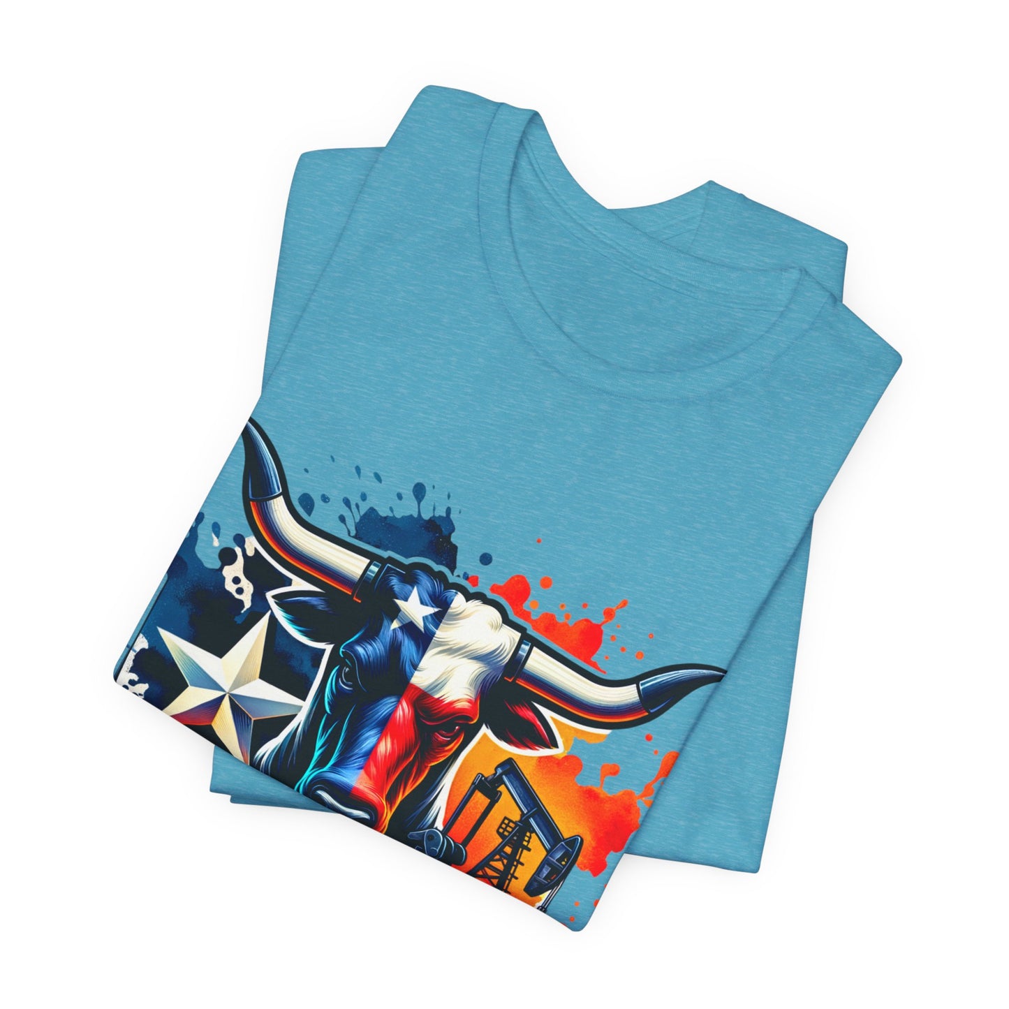 Drill Texas Bull Graphic Tee — American Flag Oilfield Design