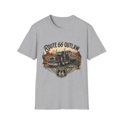 Route 66 Outlaw Trucker T-Shirt — Vintage Road Trip Tee
