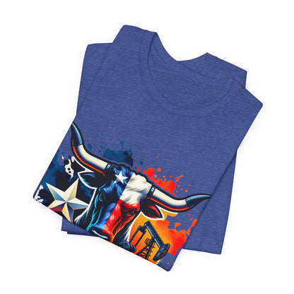 Drill Texas Bull Graphic Tee — American Flag Oilfield Design