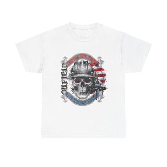 Graphic Tee — 'All Guts No Glory' Military Skull with American Flag