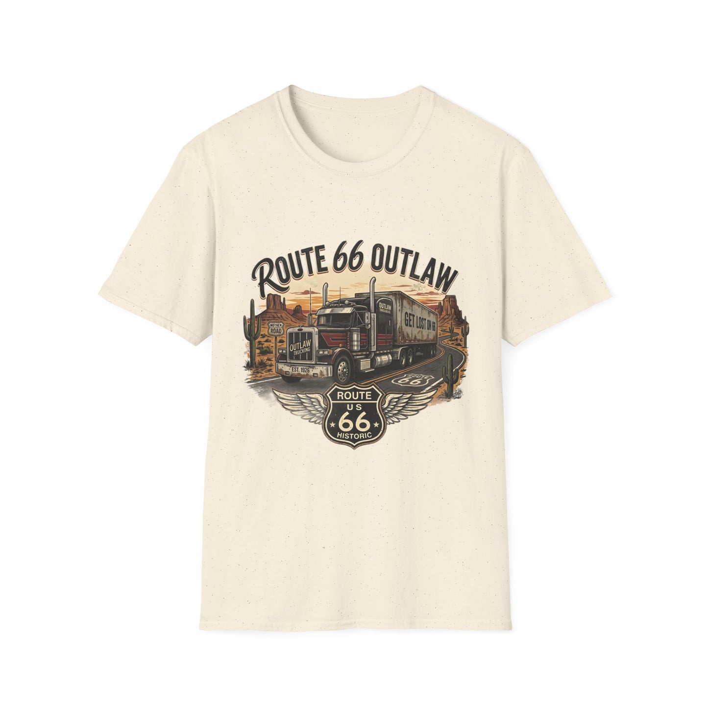 Route 66 Outlaw Trucker T-Shirt — Vintage Road Trip Tee