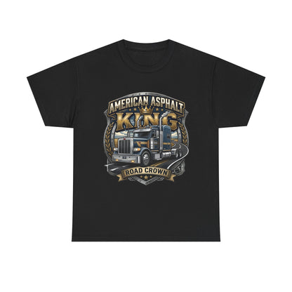 Trucker Tee — "American Asphalt King" Road Crown Semi Truck Graphic Shirt