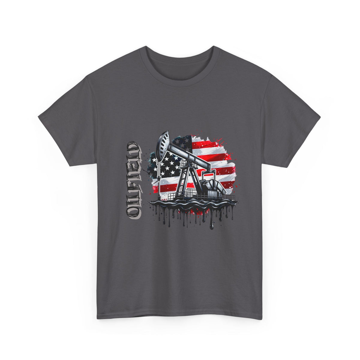 Oilfield USA Flag T-Shirt — American Oil Rig Graphic Tee