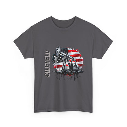 Oilfield USA Flag T-Shirt — American Oil Rig Graphic Tee