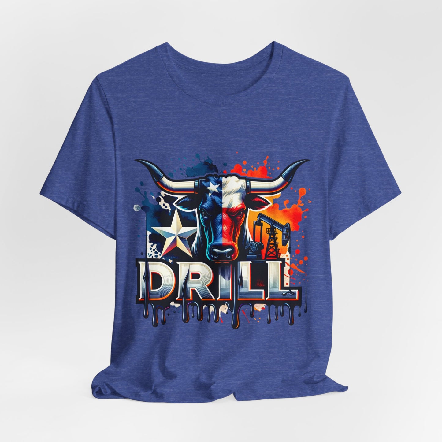 Drill Texas Bull Graphic Tee — American Flag Oilfield Design