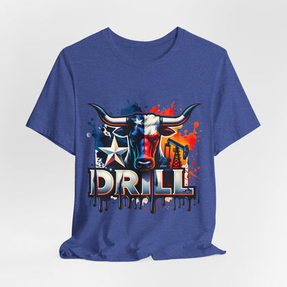 Drill Texas Bull Graphic Tee — American Flag Oilfield Design
