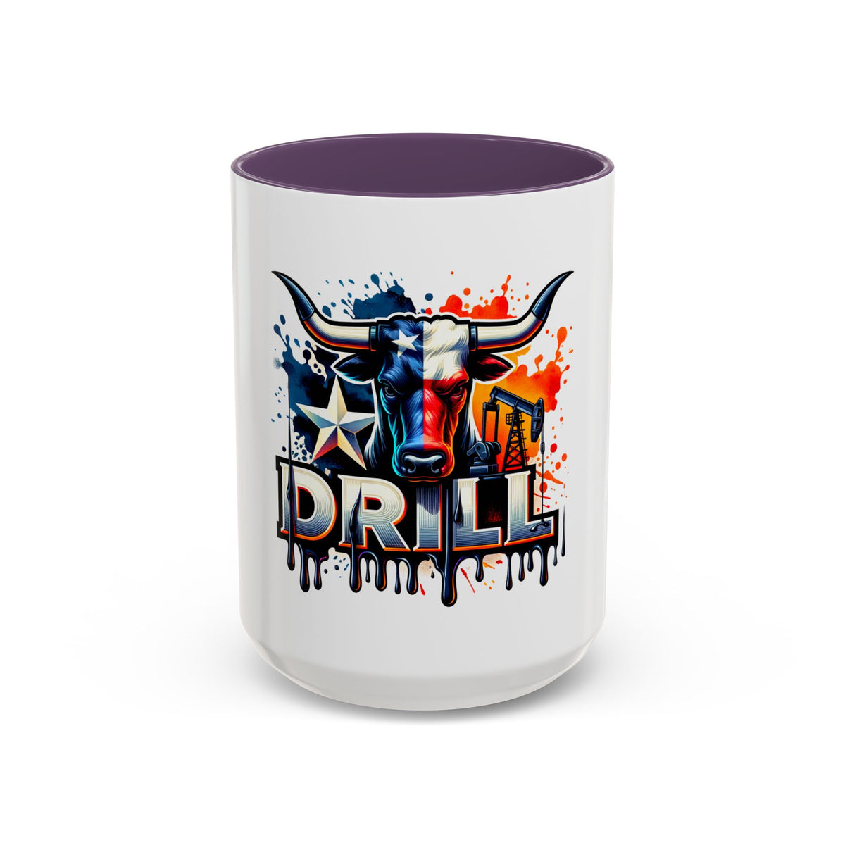 Drill Texas Bull Accent Coffee Mug – Oilfield Patriot 11/15oz