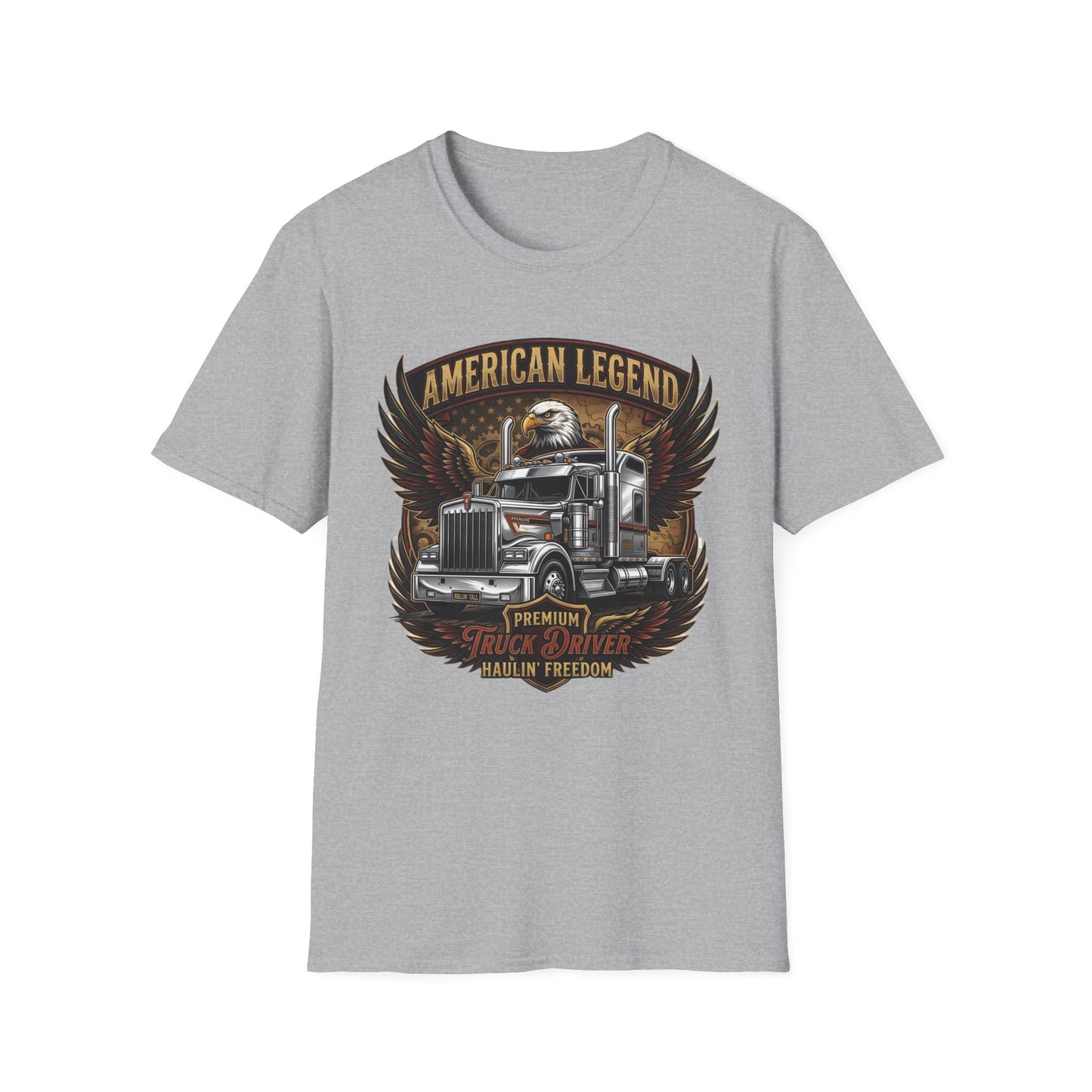 American Legend Trucking T‑Shirt — Eagle & Semi Truck Graphic