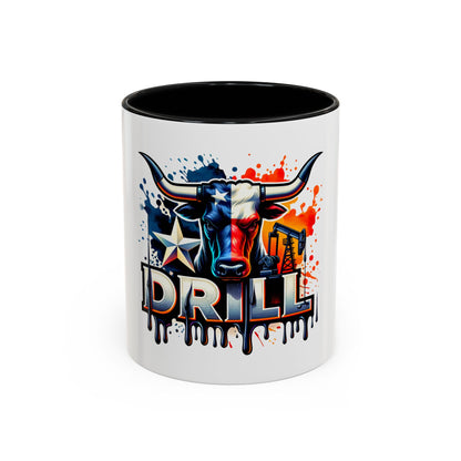 Drill Texas Bull Accent Coffee Mug – Oilfield Patriot 11/15oz