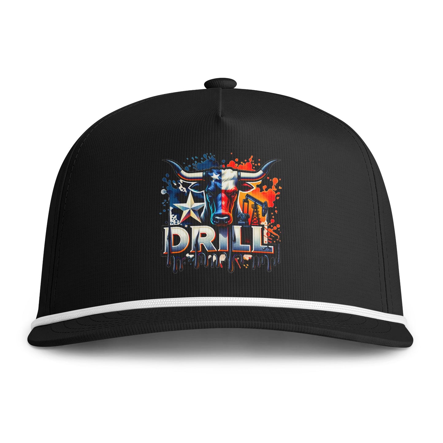 Drill Texas Longhorn Rope Cap — Patriotic Camo Bull Embroidered Hat